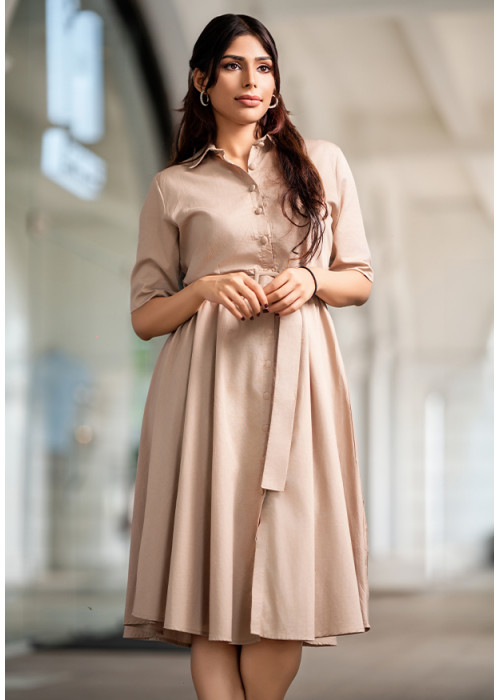 FLARA BEIGE DRESS WITH BELT